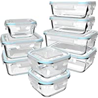 Genicook - Juego de recipientes herméticos de cristal con tapa para alimentos- aptos para microondas- con autorización…